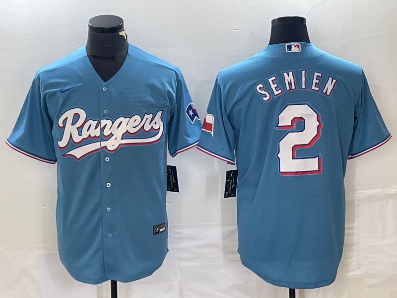 Men Texas Rangers #2 Semien Light Blue Game Nike 2023 MLB Jersey style 1->texas rangers->MLB Jersey